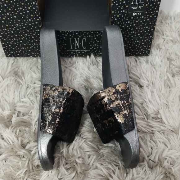 INC black  slip on slippers size  Medium 7/8 - Picture 5 of 7